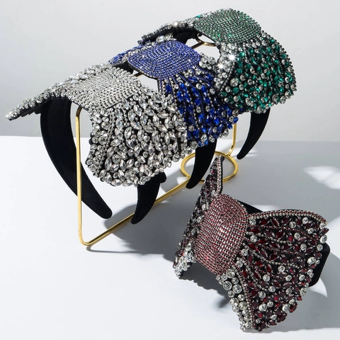 Luxus Legierung Strass Schleife Stirnband Übergroße Funkelnde Breite Haarreif Mode Party Bankett Damen Haarschmuck