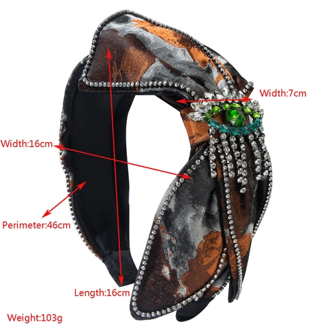 Retro Hofstil Breiter Haarreif Für Damen Strass Böser Blick Schleife Haarband Luxuriöser Stoff Haarreif Party Schmuck