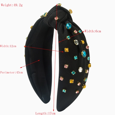 Mode Breites Geknotetes Stirnband Für Damen Bunte Strasssteine Gepolstertes Haarband High Top Stoff Retro Haarschmuck Für Den Alltag