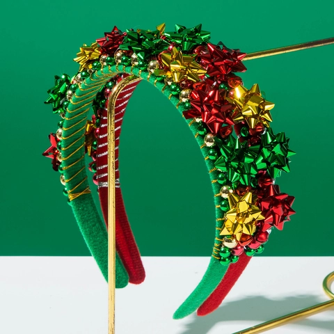 Weihnachten Samt Schleife Stirnband Mit Glocken Perlen Festliche Party Kostüm Zubehör Für Damen Mädchen Neujahr Urlaub Haarband