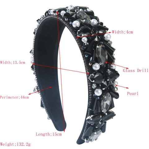 Diadema Barroca de Lujo Hecha a Mano con Diamantes de Imitación Perla Artificial Cristal Gruesa Retro Tocado de Fiesta para Mujer Accesorios
