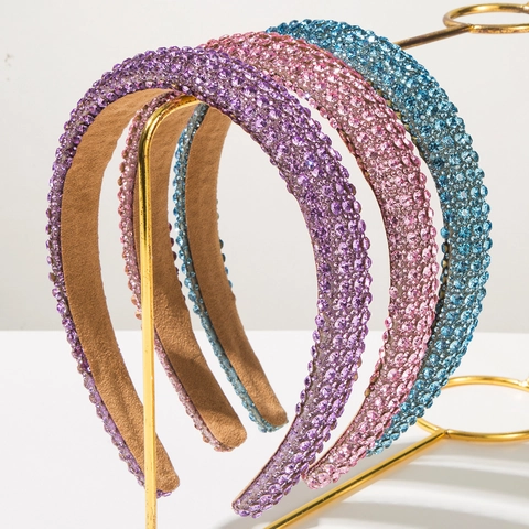 Serre-tête Rembourré en Strass Étincelant Style Coréen Baroque Éponge pour Femme Accessoires de Mode Cheveux