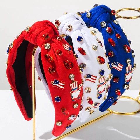 Unabhängigkeitstag Strass Stoff Stirnband US Flagge Gnom Stern Muster Patriotische Haarschmuck Für Damen Party Dekoration