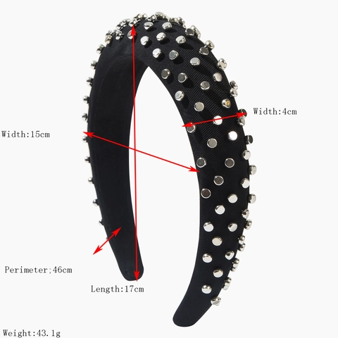 Cerchietto Imbottito in Spugna Stile Coreano Con Rivetti in Metallo Fascia Larga Per Donna Accessorio Moda Antiscivolo