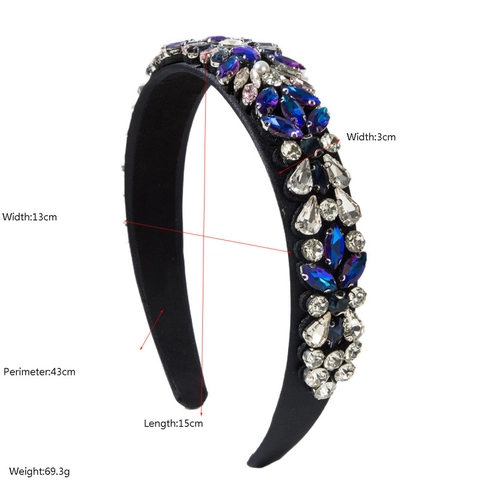 Baroque Retro Fabric Padded Headband For Women Luxury Multicolor Rhinestone Artificial Pearl Wide Hairband Elegant Party Accessories