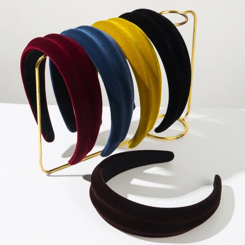 Vintage Gevoerde Fluwelen Haarband Voor Dames Brede Dikke Spons Haarband Franse Stijl Retro Elegant Dagelijkse Haaraccessoires