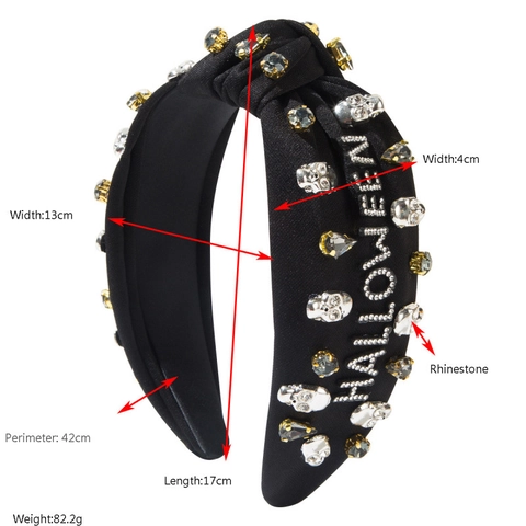 Gothic Halloween Geknotetes Haarreif Für Damen Mit Strass Buchstaben Skelett Kürbis Dekor Party Haarschmuck