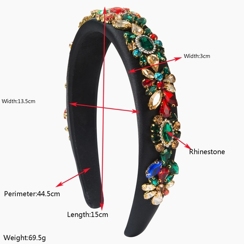 Baroque Padded Rhinestone Headband For Women Vintage Luxurious Bejeweled Wide Sponge Hair Hoop Party Wedding Accessories