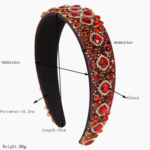 Baroque Rhinestone Padded Headband For Women Luxury Vintage Velvet Sponge Wide Hair Band Sparkling Crystal Hair Accessories Party Headwear