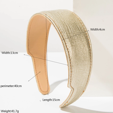 Koreanischer Stil Eleganter Kunstleder Haarreif Breit Damen Einfarbig Metallic Tier Textur Mode Haarschmuck