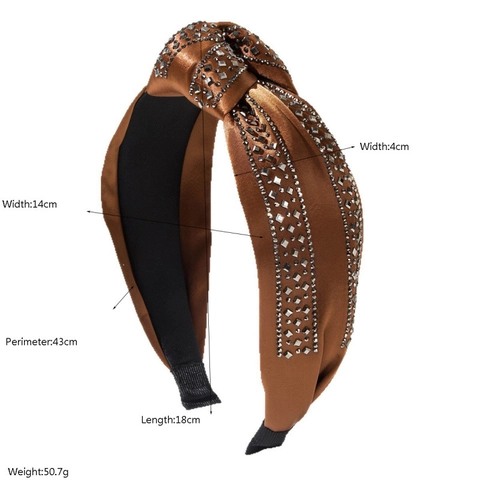 Vintage Barock Satin Geknoteter Haarreif Für Damen Breiter Rand Strass Gereiht Haarband Mode Kopfschmuck Accessoires