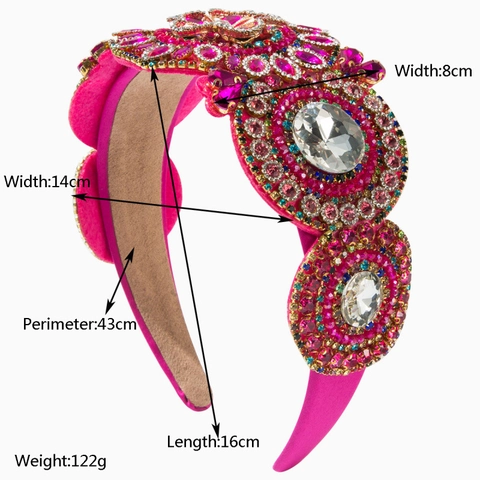 Baroque Luxury Glass Rhinestone Padded Headband Vintage Wide Velvet Hairband Party Banquet Women Hair Accessories
