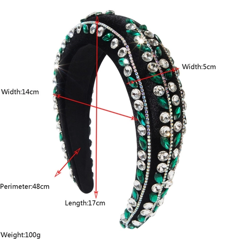 Baroque Vintage Padded Headband For Women Luxury Velvet Rhinestone Hair Band Retro Wide Headwear For Party Wedding Daily Accessory