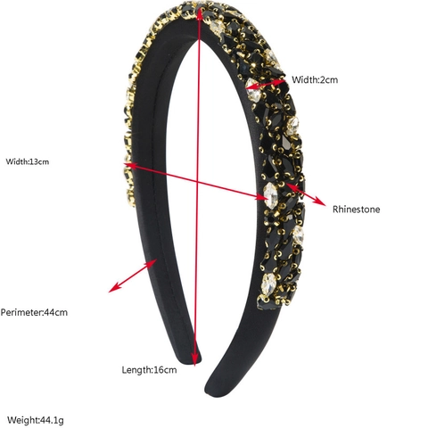 Cerchietto Imbottito Vintage Barocco da Donna con Strass Colorati Intarsiati Accessori per Capelli in Raso di Lusso per Festa