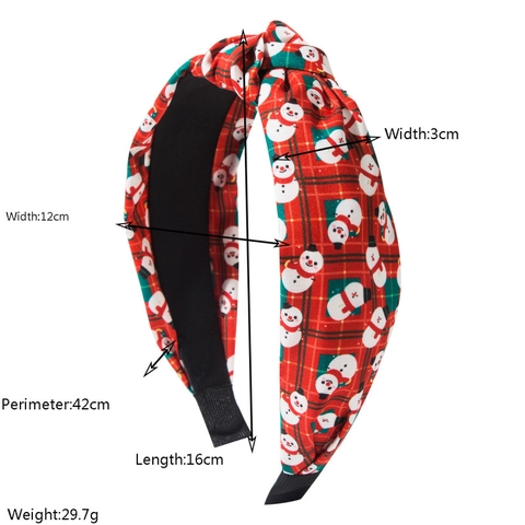 Diadema Anudada Ancha con Estampado de Navidad Banda de Pelo de Moda para Mujer Fiesta Festiva Muñeco de Nieve Reno Diadema de Tela