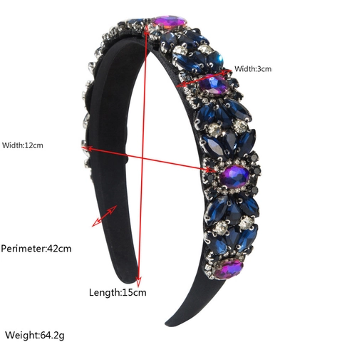 Vintage Baroque Wide Padded Headband For Women Luxury Rhinestone Floral Satin Fabric Hair Band Banquet Party Hair Accessories