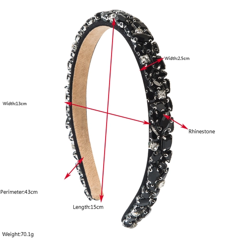 Baroque Luxury Padded Headband For Women Vintage Heavy Handcrafted Rhinestone Hair Hoop Wide Sparkly Headband Party Hair Accessories