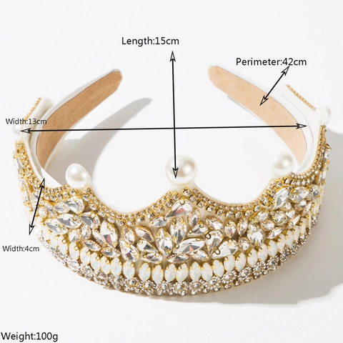 Cerchietto a Corona Barocco di Lusso Con Strass e Künstliche Perle Sintetiche Fascia Imbottita Vintage per Matrimonio Festa Donna Gioielli