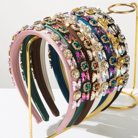 Lussuoso Cerchietto Imbottito con Farfalla in Strass per Donna Fascia per Capelli in Tessuto di Raso Vintage Accessori Moda