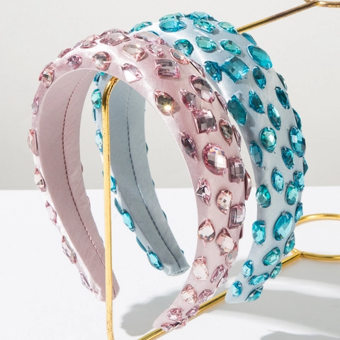 Lussuoso Cerchietto in Raso Imbottito Barocco Con Strass Cristallo Fascia per Capelli Vintage Accessori Moda Donna