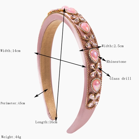 Women Baroque Padded Headband Luxury Cloth Rhinestone Artificial Pearl Floral Wide Hair Band Vintage Hair Accessories