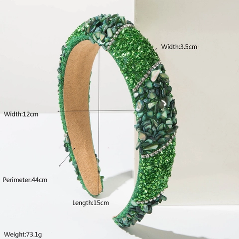 Vintage Baroque Luxurious Rhinestone Wide Brim Headband For Women Handmade Stone Texture Fabric Hair Band Party Jewelry Accessory