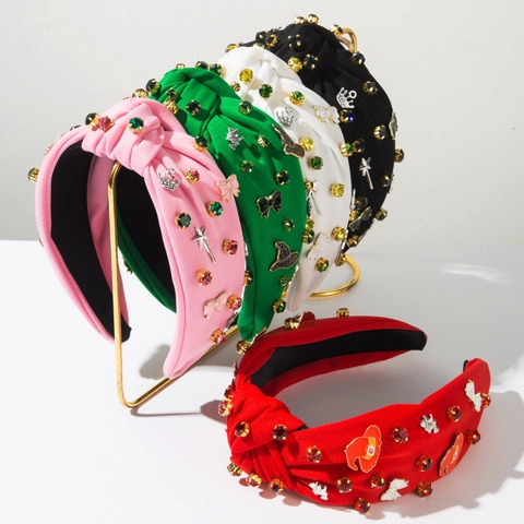 Cerchietto Annodato in Tessuto Largo a Moda Europea per Donna Creativo con Strass Fiocco Corona Cappello da Mago Accessori per Capelli