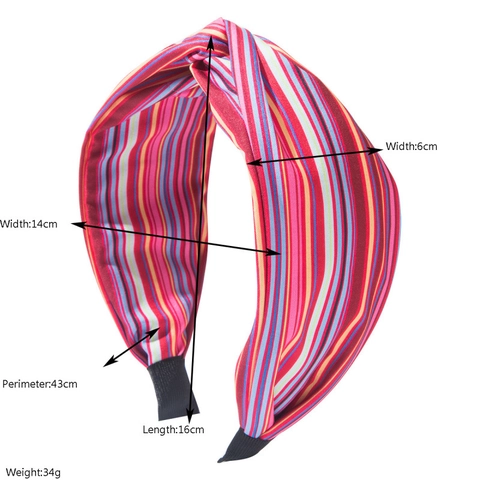 Bohemian Wide Fabric Knotted Headband For Women Striped Plaid Hair Hoop With Rhinestone Pearl Bee Decor Hair Accessory
