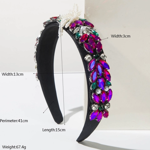 Baroque Padded Headband For Women With Artificial Pearl Rhinestone Bow Satin Wide Hairband Retro Banquet Party Hair Accessories