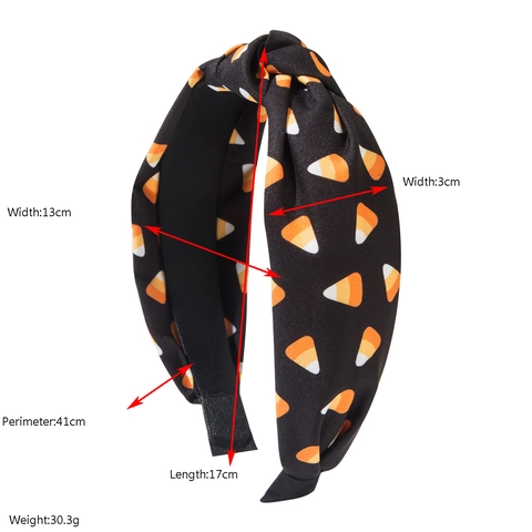 Halloween Knotted Headband Ghost Skull Candy Corn Pattern Printed Fabric Hair Band Fashion Festival Party Headwear For Women