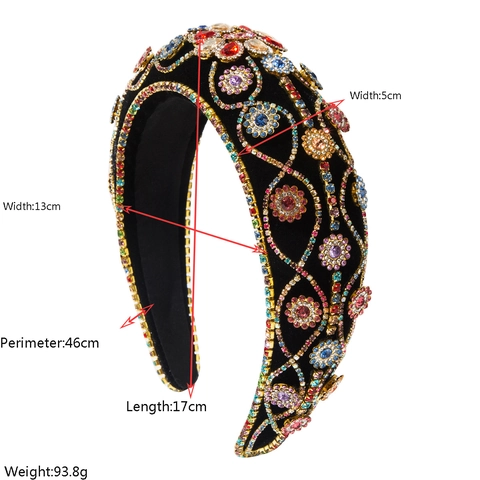 Barok Luxe Gevoerde Haarband Voor Dames Volledige Strass Kunstparel Bloemen Vintage Paleisstijl Haaraccessoires Banket Feest Sieraden