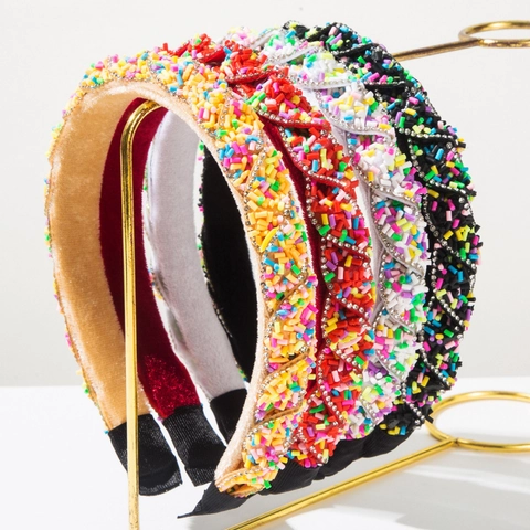 Diadema Anudada Barroca para Mujer Dulce Color de Caramelo Perlado Aleación Strass Banda de Cabello Trenzada Accesorios de Moda