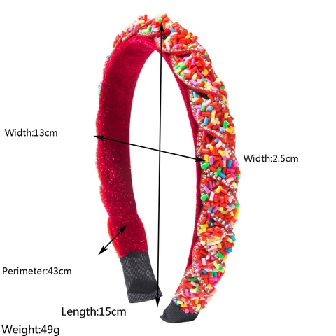 Diadema Anudada Barroca para Mujer Dulce Color de Caramelo Perlado Aleación Strass Banda de Cabello Trenzada Accesorios de Moda