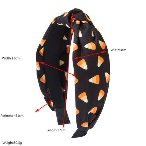 Halloween Knotted Headband Ghost Skull Candy Corn Pattern Printed Fabric Hair Band Fashion Festival Party Headwear For Women