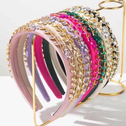 Luxuriöse Strass Gepolstert Satin Haarband Vintage Floral Blatt Haarreif Für Damen Hochzeit Party Elegante Haarschmuck