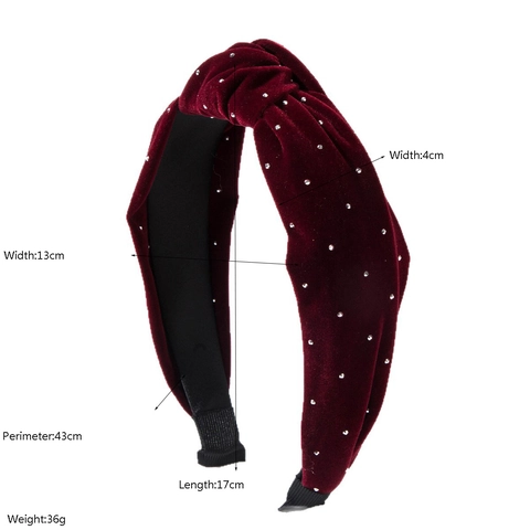 Cerchietto Annodato in Velluto Vintage Per Donna Fascia Per Capelli Imbottita Con Strass Di Lusso Tinta Unita Accessori Moda