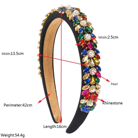 Cerchietto Imbottito Barocco per Donna Lusso Strass Perla Artificial Sintetica Floreale Cerchietto Vintage Largo Fascia Capelli Accessori Festa