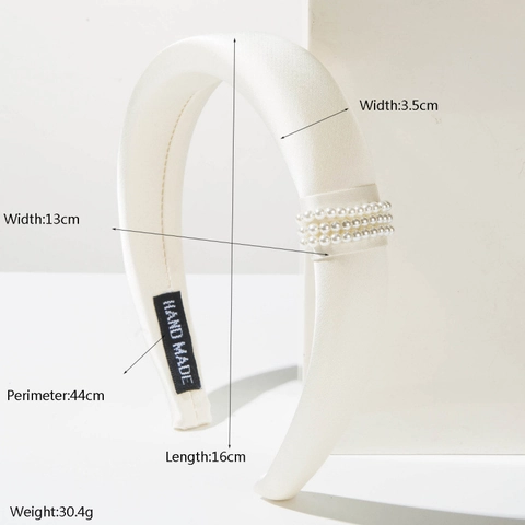 Cerchietto in Raso Imbottito in Stile Francese Con Decorazione di Künstliche Perle Elegante Fascia Larga per Capelli Donna Gioielli