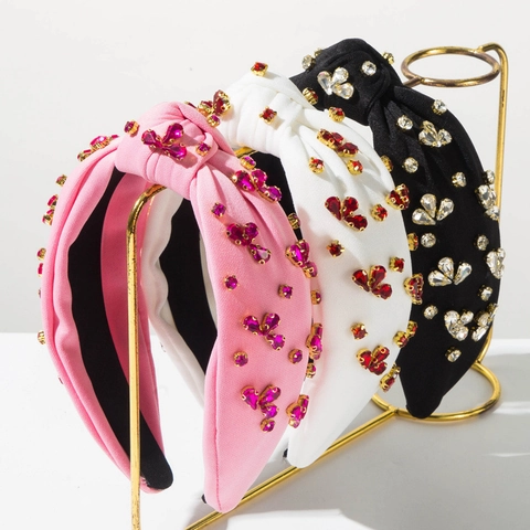 Damen Barock Geknotet Breiter Rand Haarreif Vintage Strass Schmetterling Kristall Haarband Mode Haarschmuck