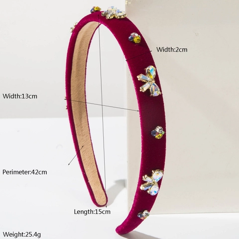Diadema Vintage de Terciopelo con Strass Mujer Lujo Mariposa de Cristal Floral Acolchada para Banquete Fiesta Accesorios