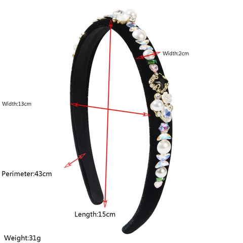 Vintage Baroque Velvet Padded Headband For Women Rhinestone Artificial Pearl Flower Design Elegant Hair Accessory Top Hairband
