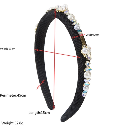 Luxury Padded Headband For Women With Artificial Pearl Rhinestone Flower Letter Decor Retro Fabric Hair Band Jewelry
