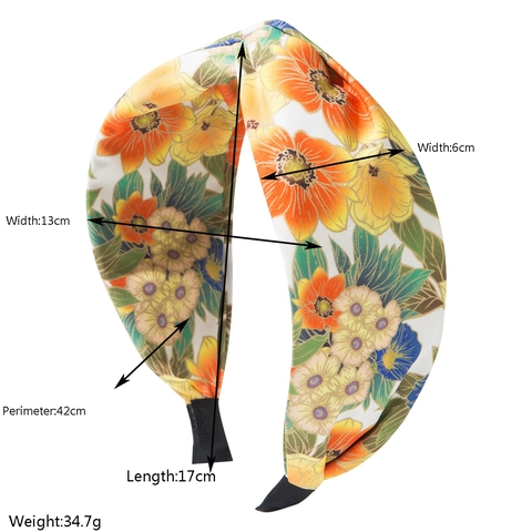Women Knotted Floral Print Fabric Headband Bohemia Beach Vacation Wide Hair Accessory Sweet Printed Fashion Headwear
