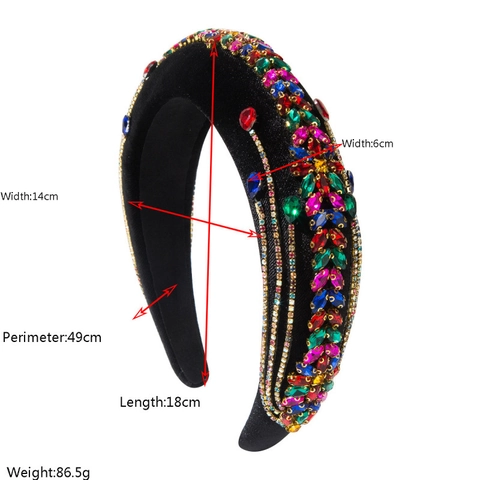 Baroque Vintage Padded Rhinestone Headband For Women Luxury Velvet Crystal Hair Band Wedding Party Fashion Hair Accessories
