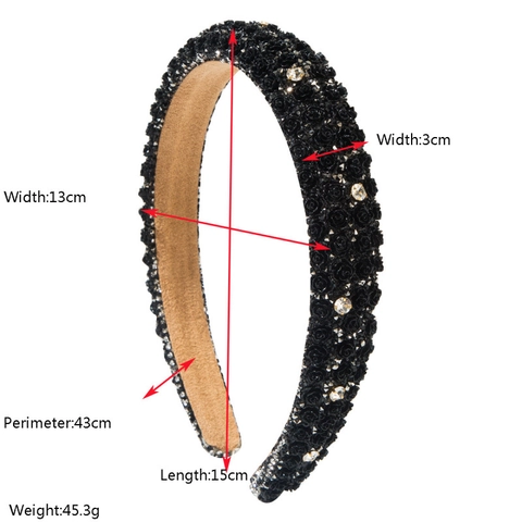 Cerchietto Imbottito Floreale Barocco Vintage di Lusso per Donna Con Fiori di Rosa 3D e Strass Accessori Capelli per Matrimonio