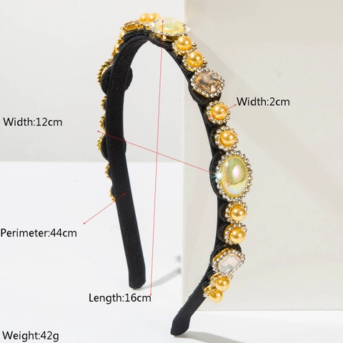 Cerchietto in Tessuto Barocco Vintage Con Strass Colorati E Perle Artificiali Cerchio Per Capelli In Cristallo Intarsiato Di Lusso Per Donna Accessori Moda