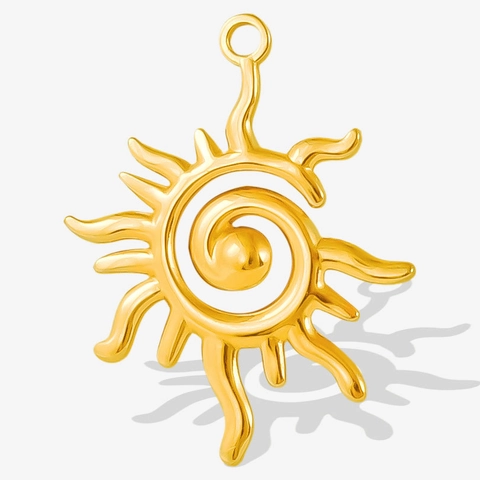 Vintage 304 Stainless Steel Sun Spiral Pendant DIY Necklace Accessories Electroplated Gold Silver Geometric Charm Jewelry Making