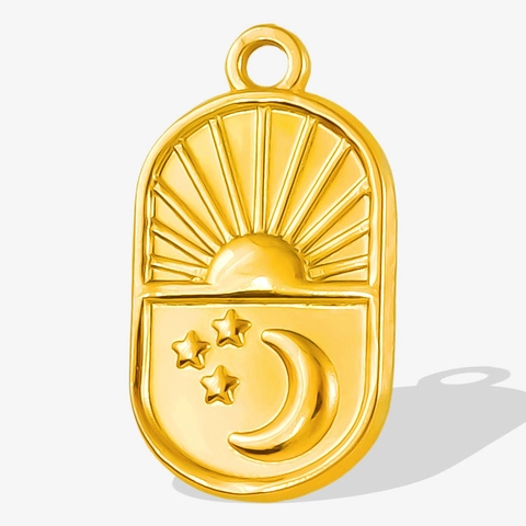 304 Edelstahl Oval Himmlischer Anhänger Sonne Mond Sterne Geprägter Anhänger Für DIY Halskette Schmuckherstellung Gold Silber Überzogen
