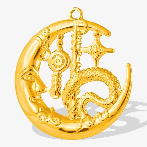 304 Stainless Steel Hollow Moon Dragon Pendant Gothic Mysterious Celestial DIY Jewelry Making Accessory For Necklace