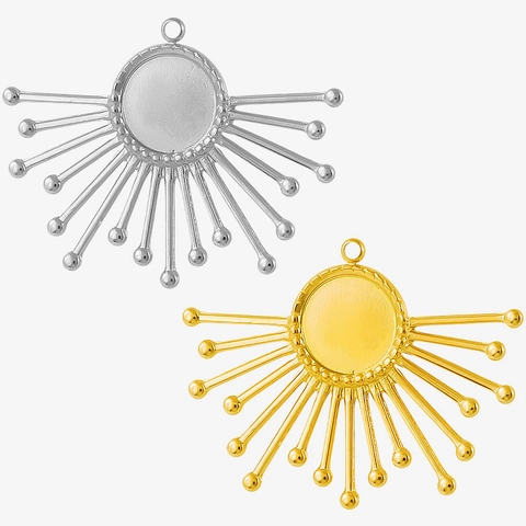 304 Stainless Steel Sunburst Bezel Pendant Tray For DIY Jewelry Making Radiating Design Handmade Necklace Bracelet Crafts